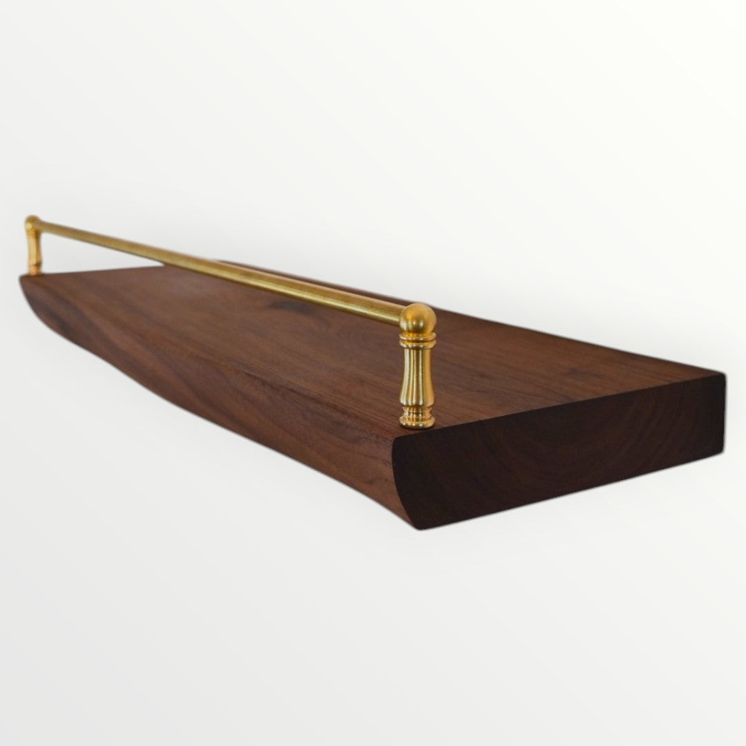 shelf with brass gallery rail