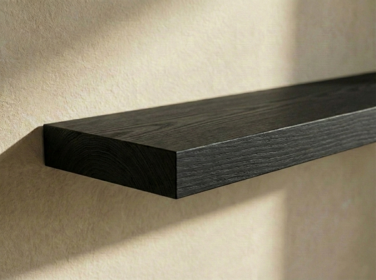 Solid Black Oak Floating Shelf