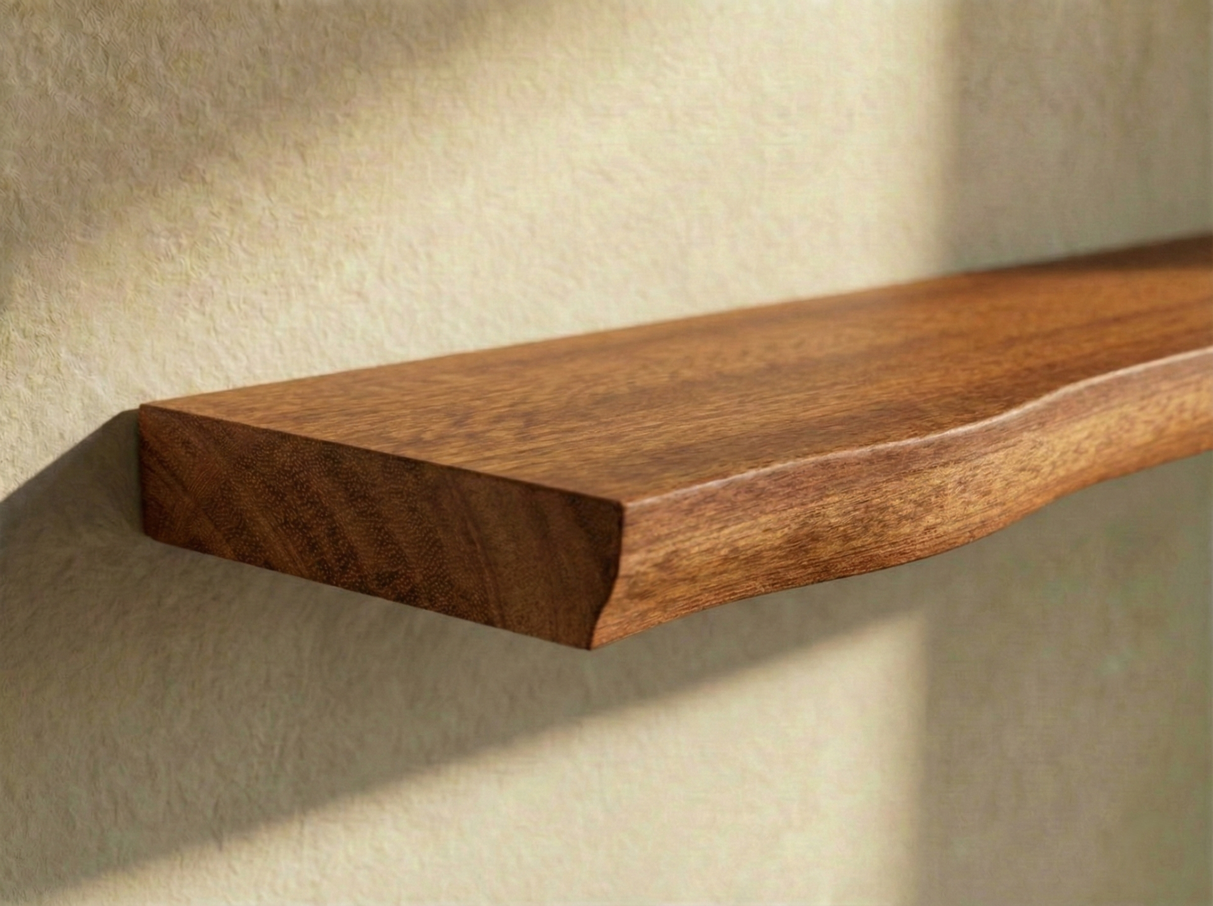 Solid Mahogany Live Edge Floating Shelf
