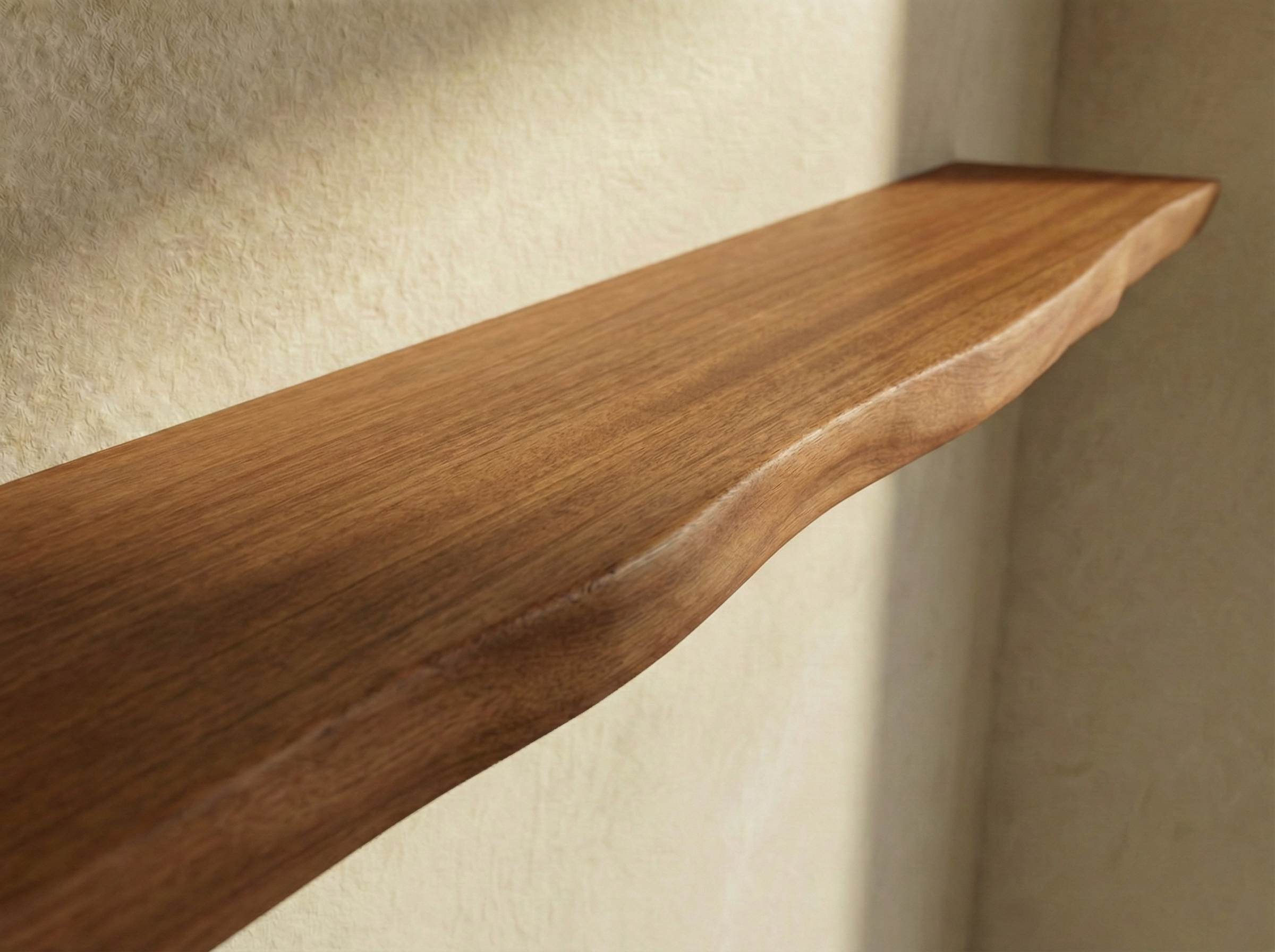 Solid Mahogany Live Edge Floating Shelf