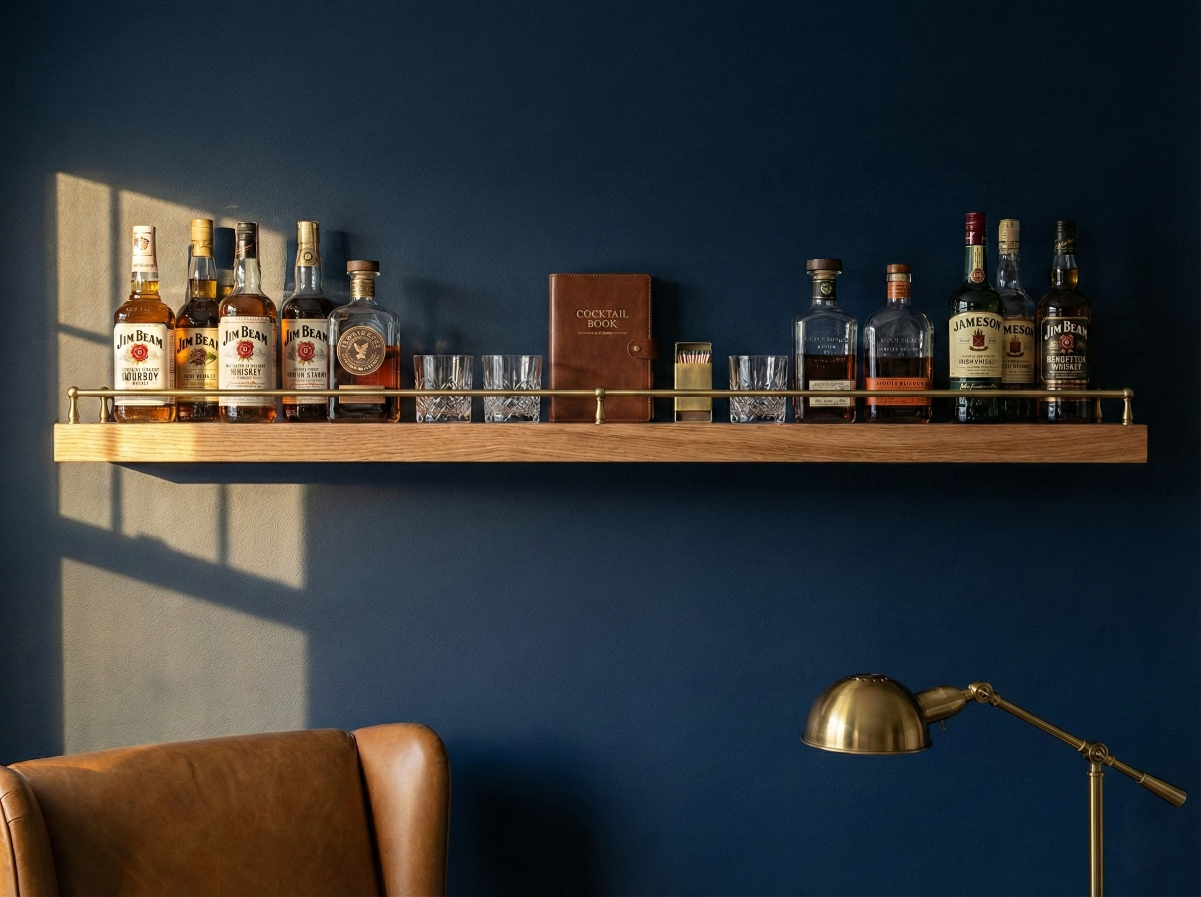 Solid Red Oak Floating Shelf with Gallery Rail