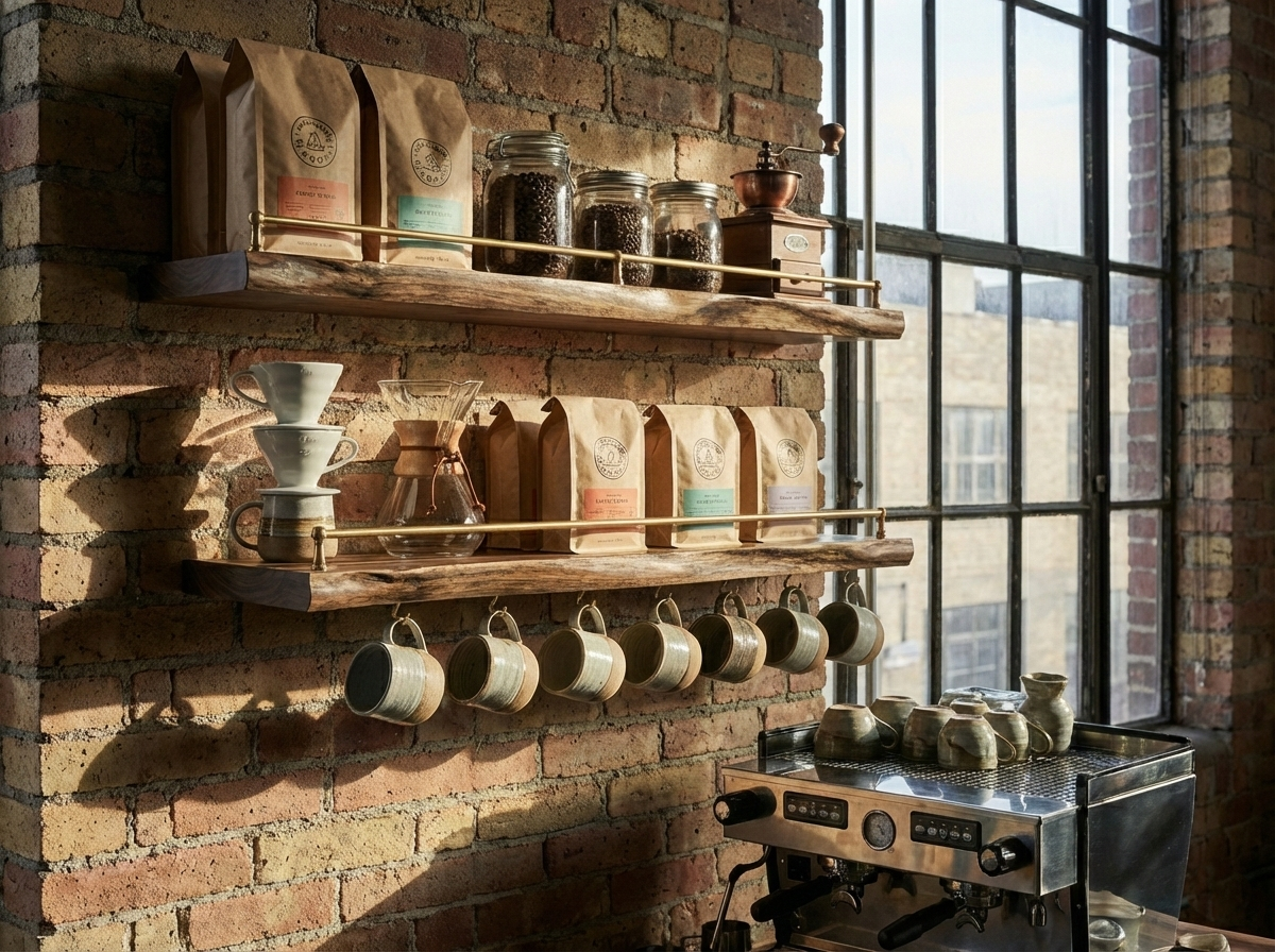 Solid Walnut Live Edge Shelf with Gallery Rail