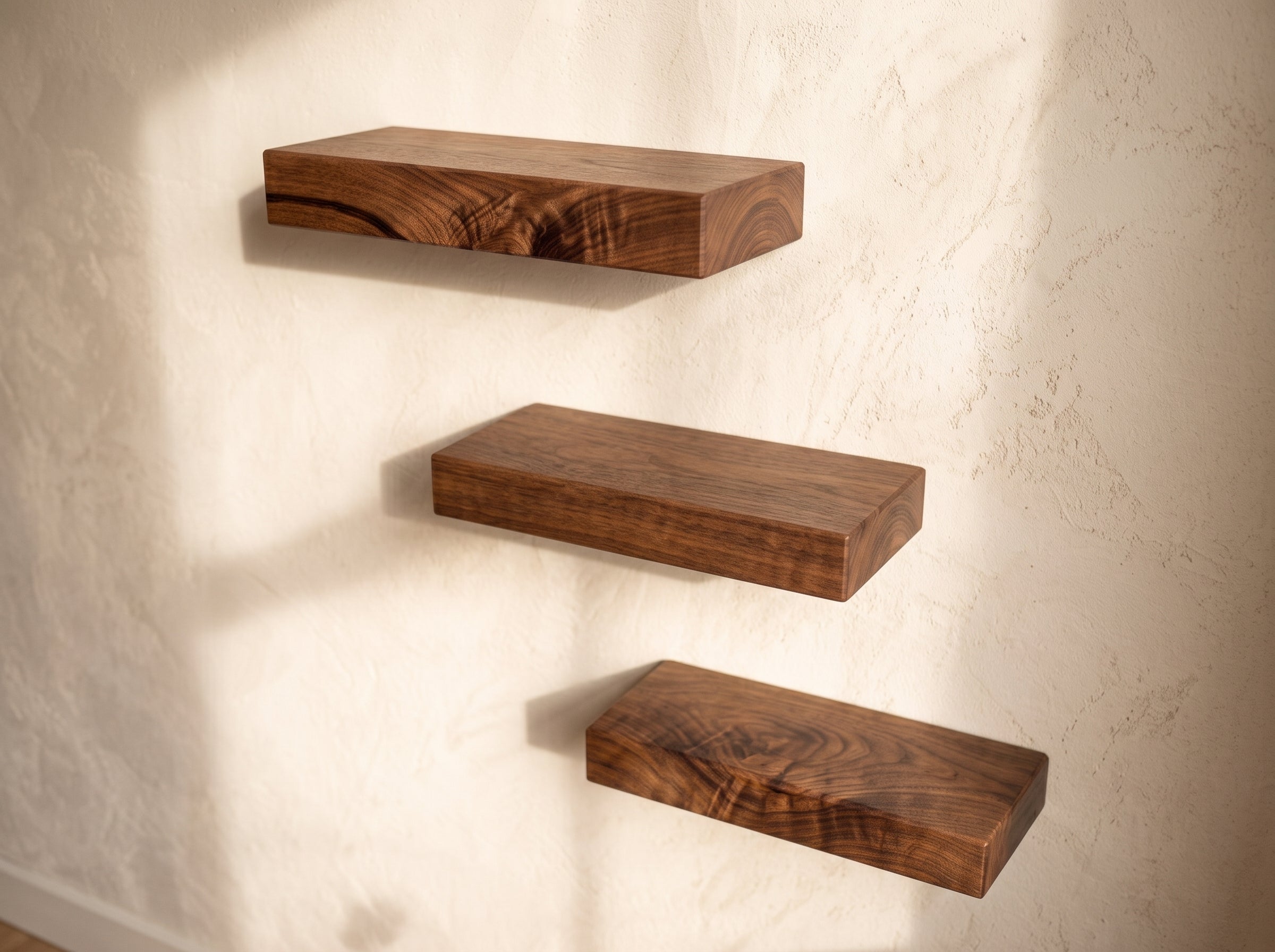 Solid Walnut "Mini Trio"- Small Floating Shelf Set