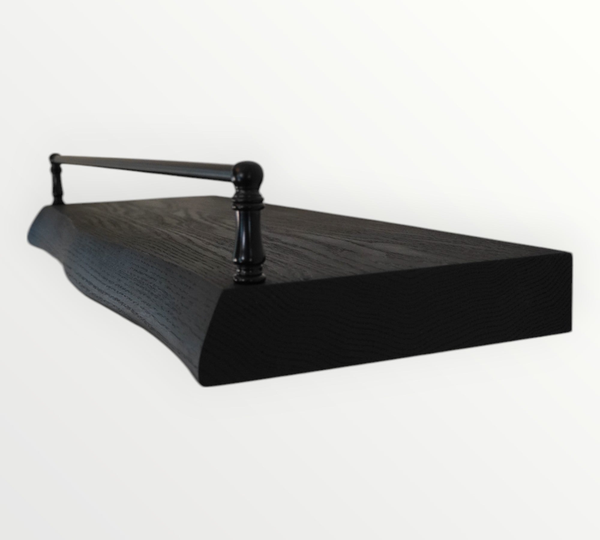 Black Oak Live Edge Gallery Rail Floating Shelf