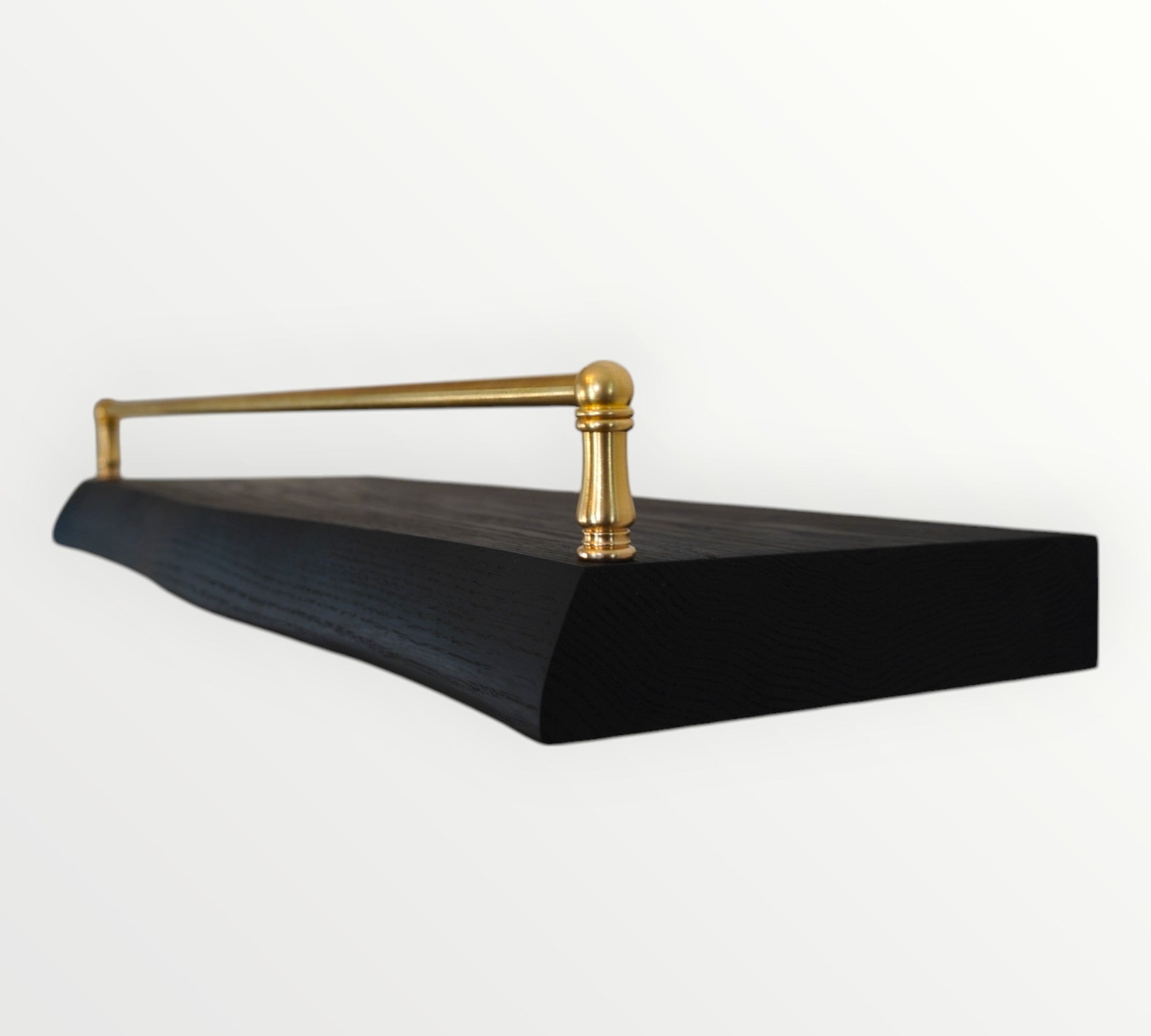 Black Oak Live Edge Gallery Rail Floating Shelf