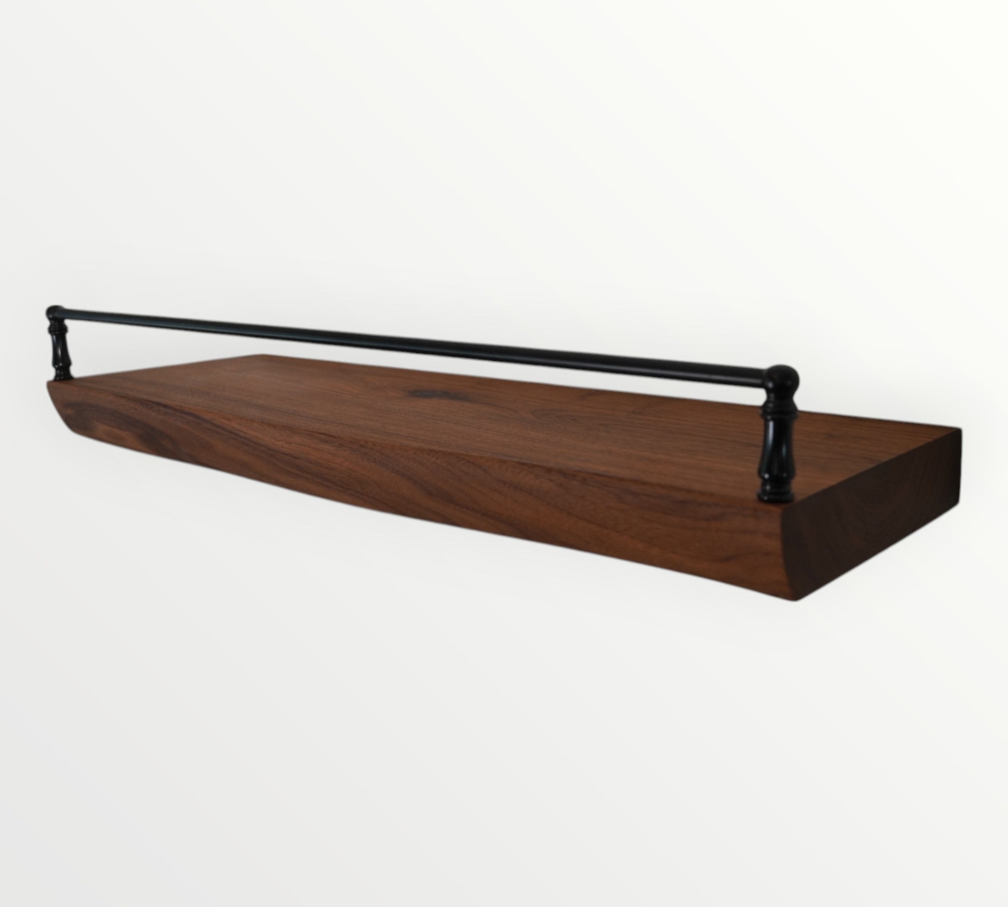 Walnut Live Edge Gallery Rail Floating Shelf