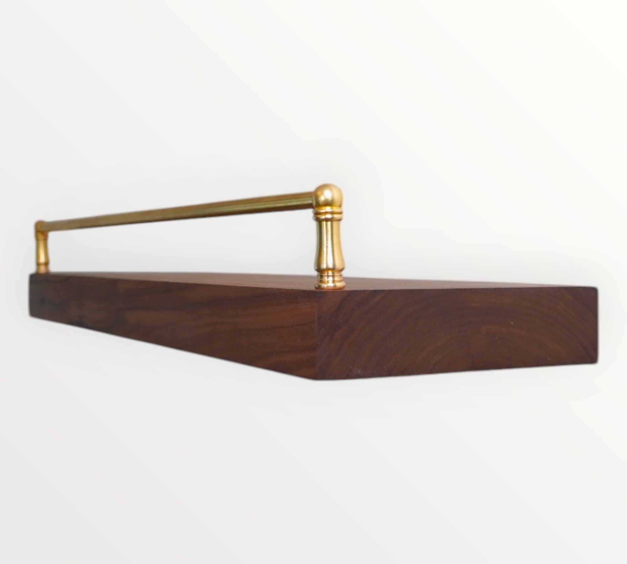 Walnut Solid Wood Floating Shelf with Gallery Rail