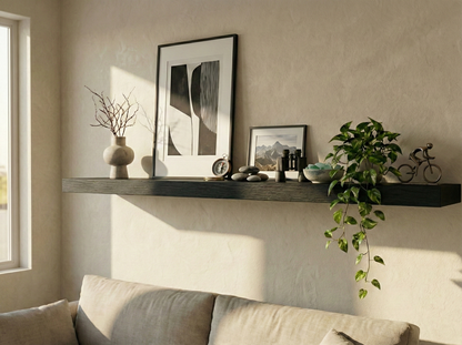 Solid Black Oak Floating Shelf