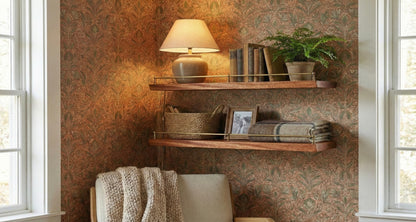 Solid Mahogany Live Edge Shelf with Gallery Rail