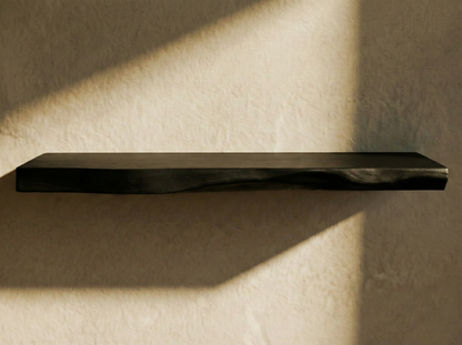 Solid Black Oak Live Edge  Floating Shelf