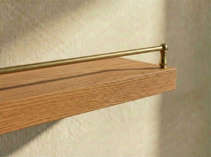 Solid Red Oak Floating Shelf with Gallery Rail