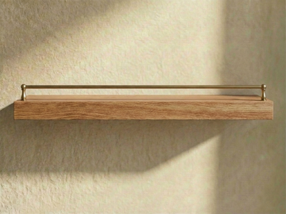 Solid Red Oak Floating Shelf with Gallery Rail