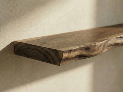 Solid Walnut Live Edge Floating Shelf
