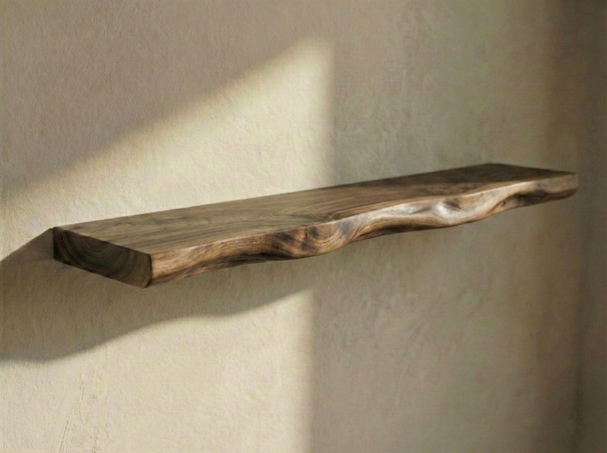 Solid Walnut Live Edge Floating Shelf