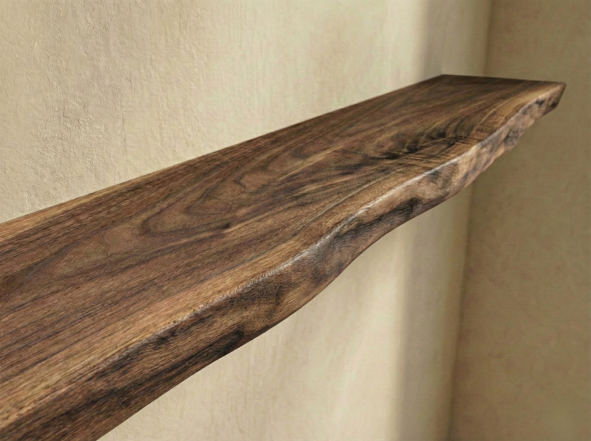 Solid Walnut Live Edge Floating Shelf