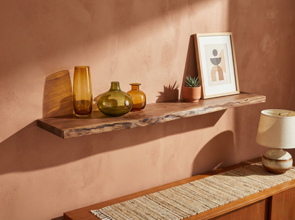 Solid Walnut Live Edge Floating Shelf