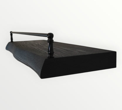 Black Oak Live Edge Gallery Rail Floating Shelf