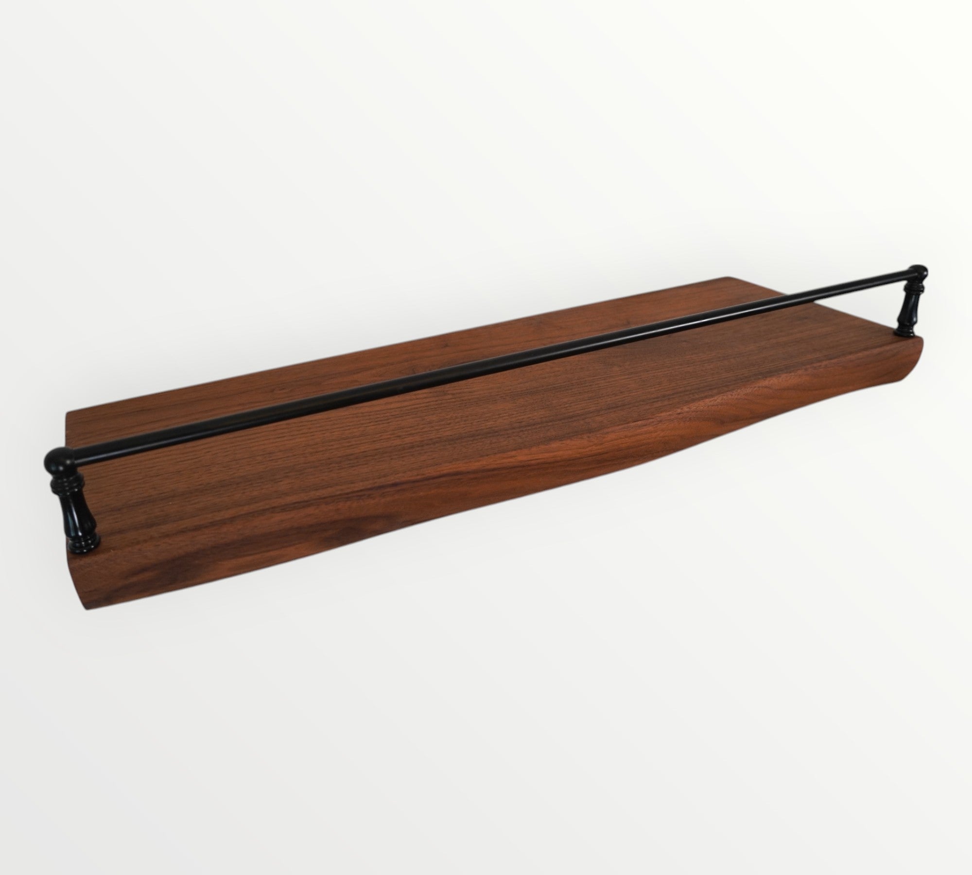 Walnut Live Edge Gallery Rail Floating Shelf
