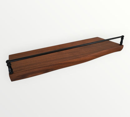 Walnut Live Edge Gallery Rail Floating Shelf