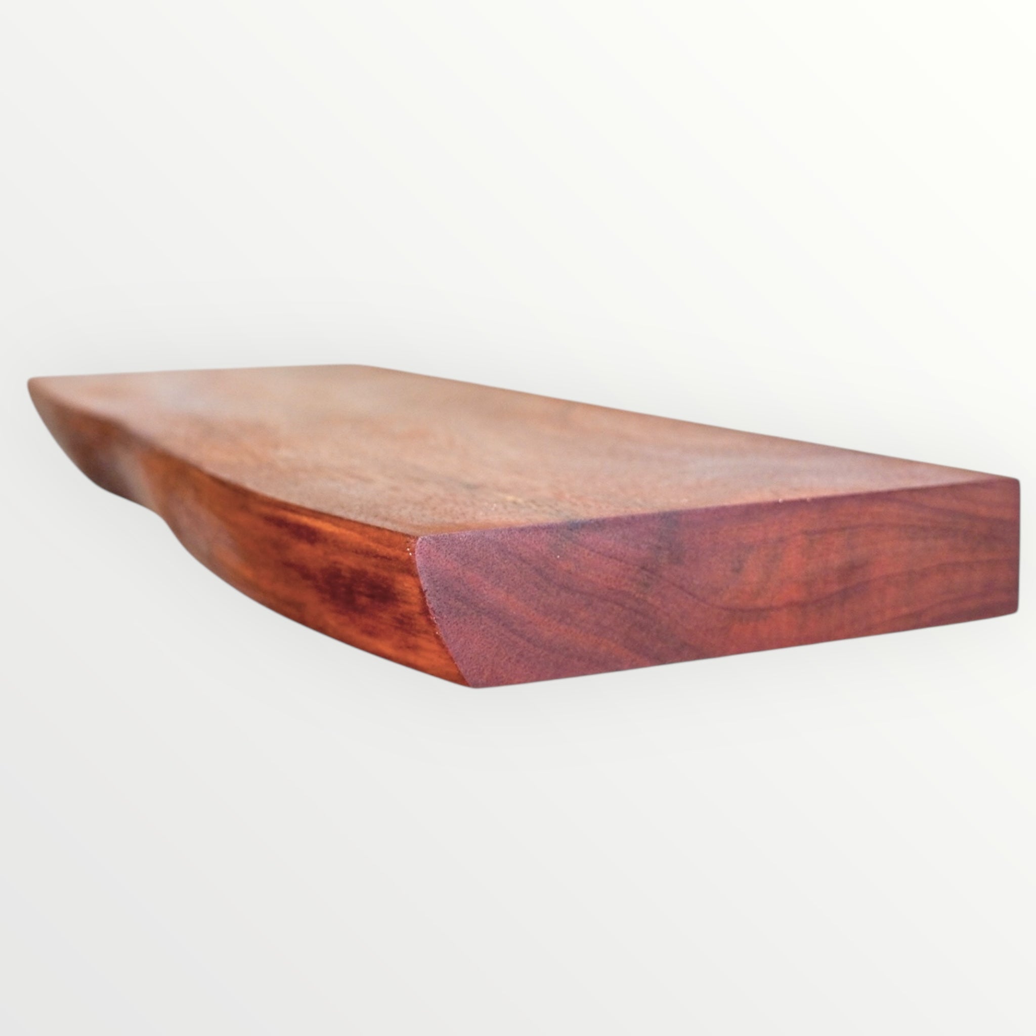 Mahogany Live Edge Hardwood Floating Shelf - The Mortise & The Hare