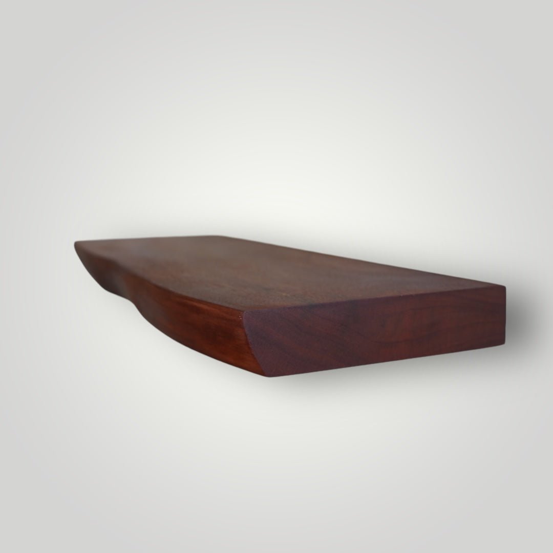 Mahogany Live Edge Hardwood Floating Shelf - The Mortise & The Hare