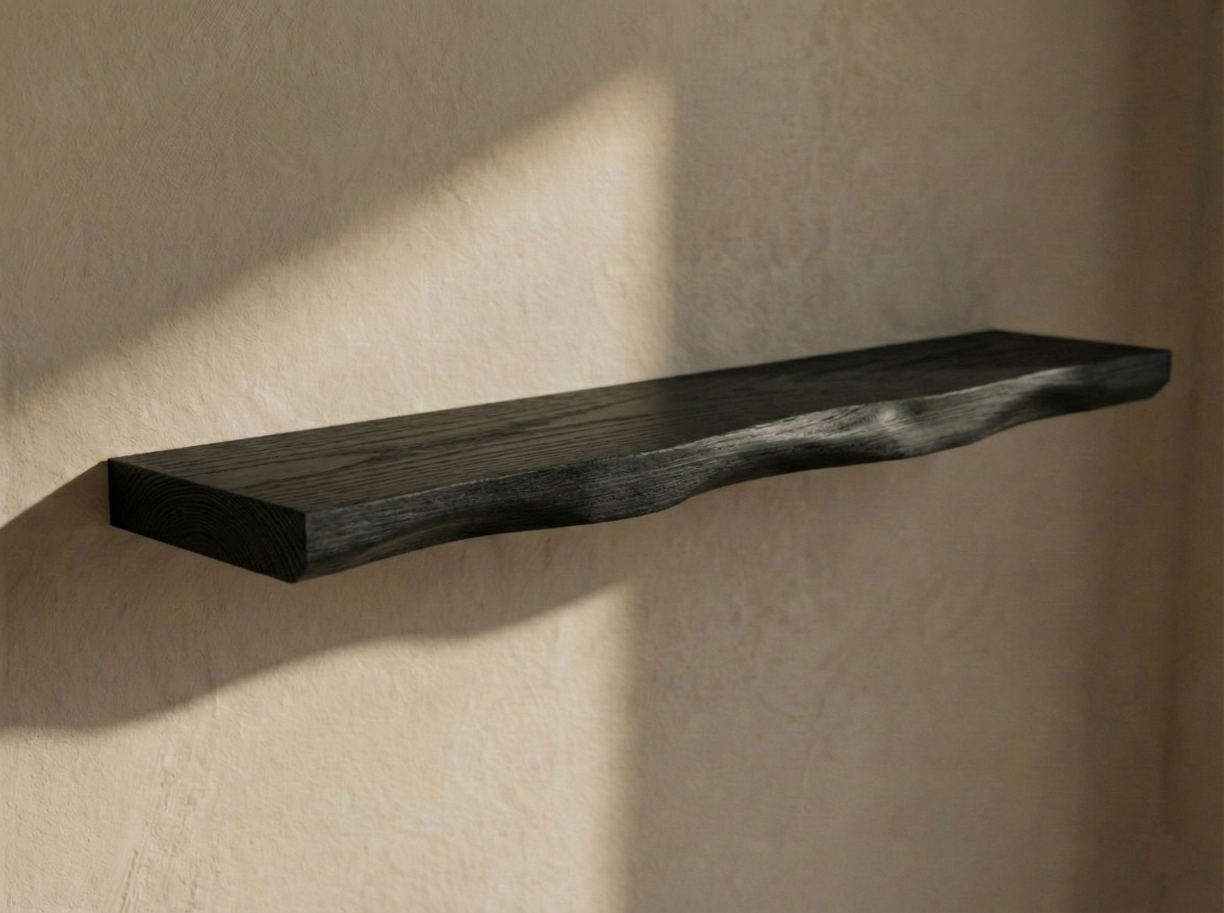 Solid Black Oak Live Edge Floating Shelf - Thumbnail 2
